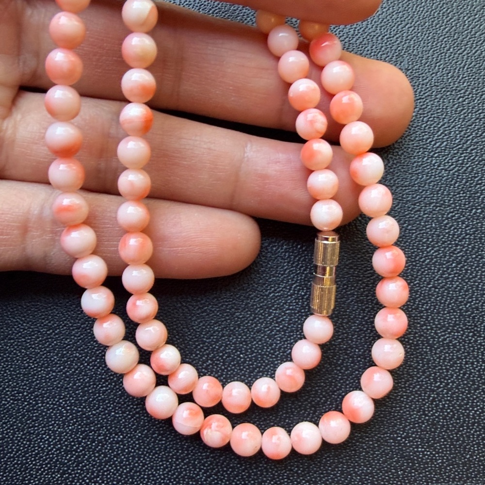Elegant Pink Angel skin coral Beads Necklace 17in - Picture 8 of 9